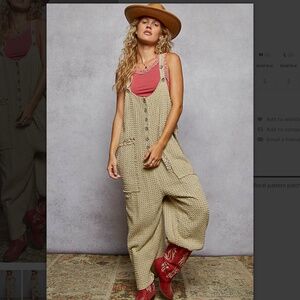 POL “ Amanda ” POL Textured Twill Overall Jumpsuit Romper One Piece 90